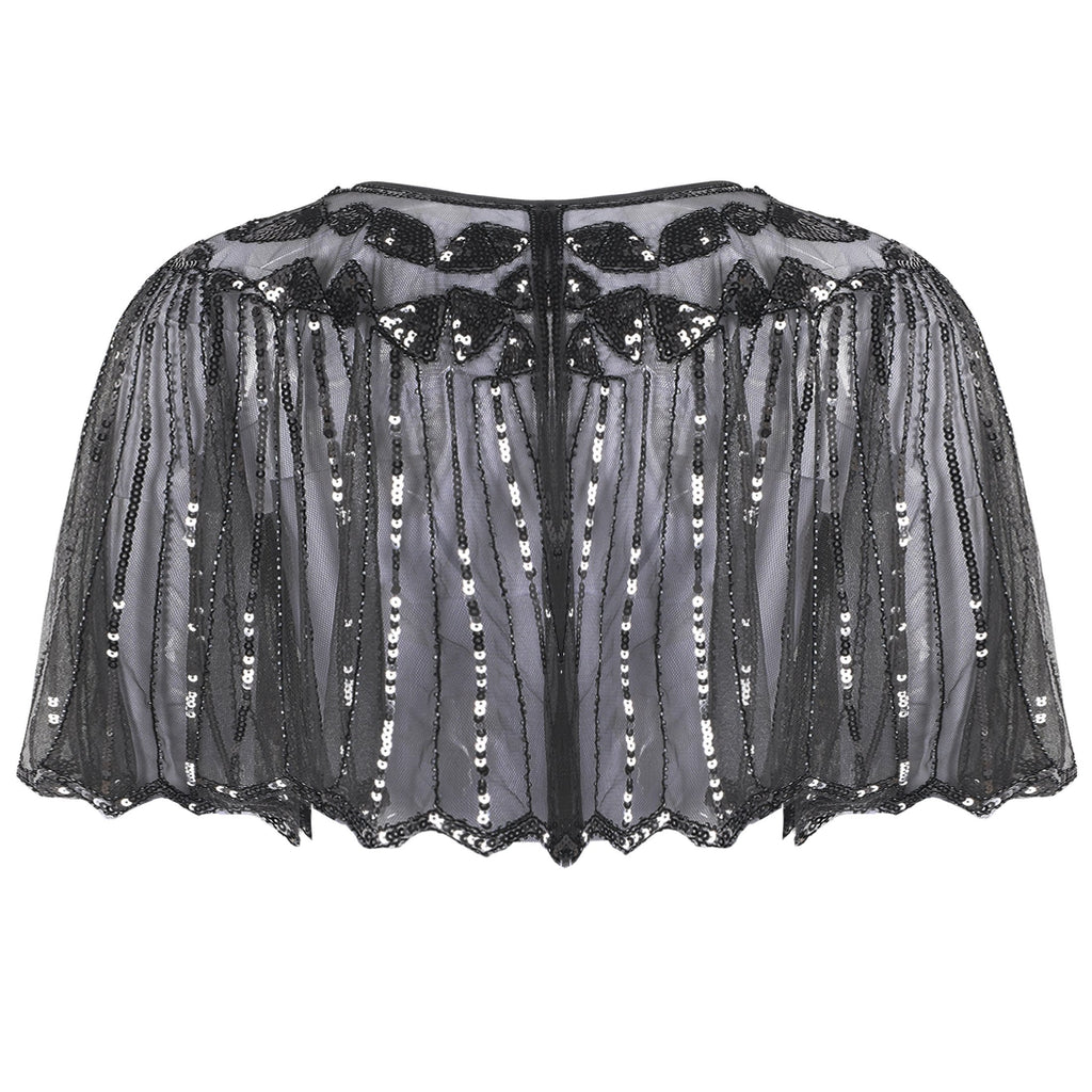 1920s Châle Flapper à Paillettes Cape