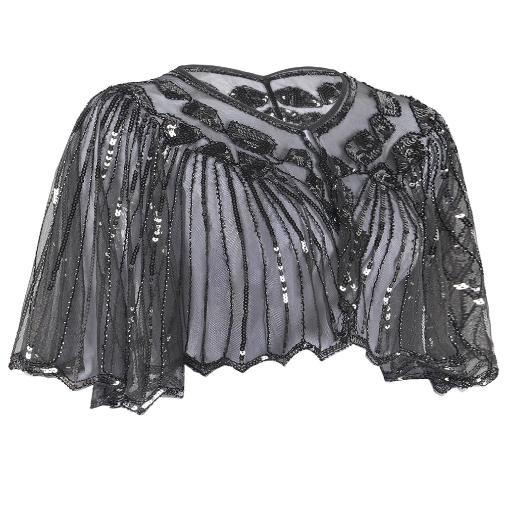 1920s Châle Flapper à Paillettes Cape